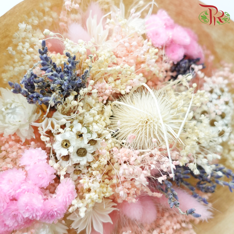 Dried Bouquet Mix - Tone Cream With Grey & Pink-Tone Cream With Grey & Pink-Import-prflorist.com.my