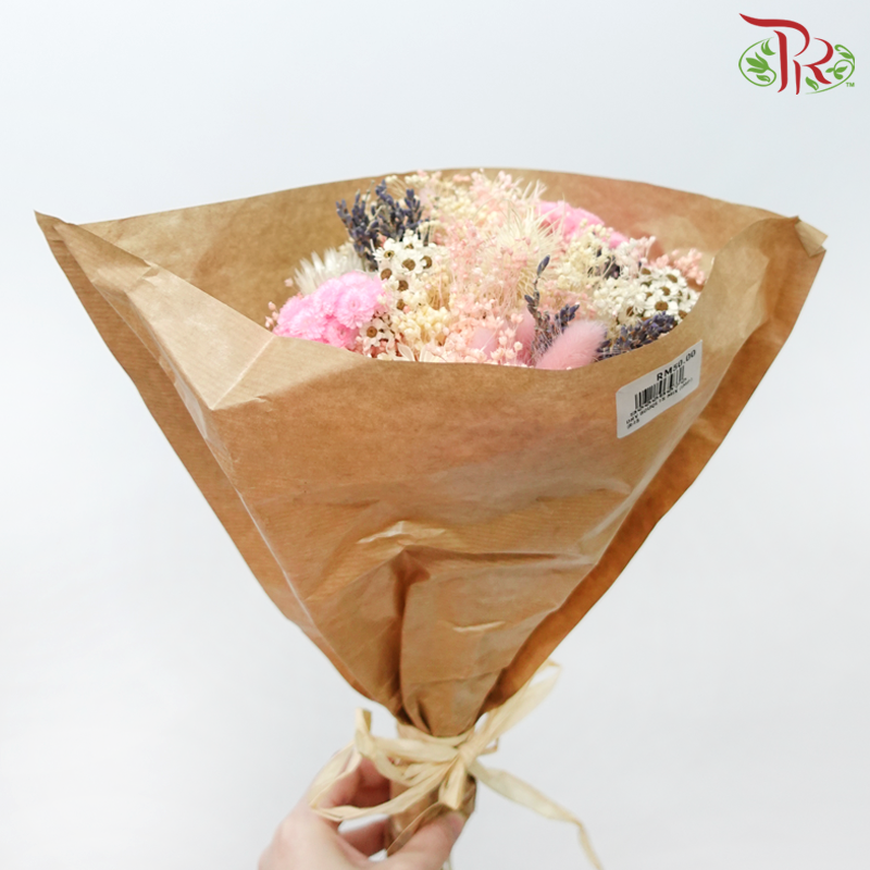 Dried Bouquet Mix - Tone Cream With Grey & Pink-Tone Cream With Grey & Pink-Import-prflorist.com.my