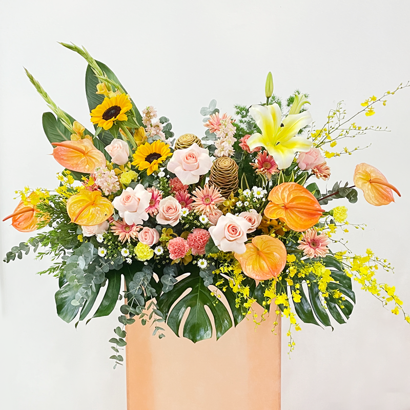 Fancy Opening Stand In Peach Orange Tone-Pudu Ria Florist-prflorist.com.my