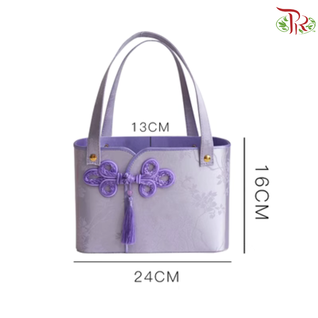 FB4-FB6 - CNY Single Button Rectangular Hand Held Floral Box (With Options) (WFL173CD)-FB4 - Purple-Pudu Ria Florist-prflorist.com.my