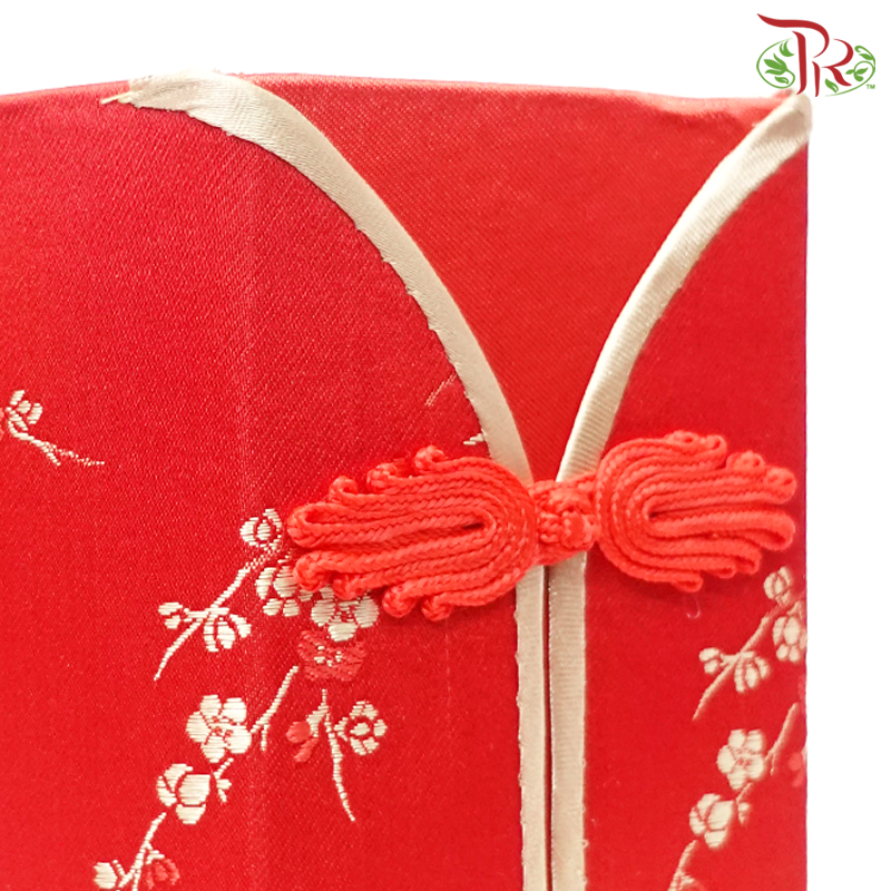 FB7-FB10 - CNY Double Button Hexagon Floral Box - Red (With Options) (WFL181CD)-Pudu Ria Florist-prflorist.com.my