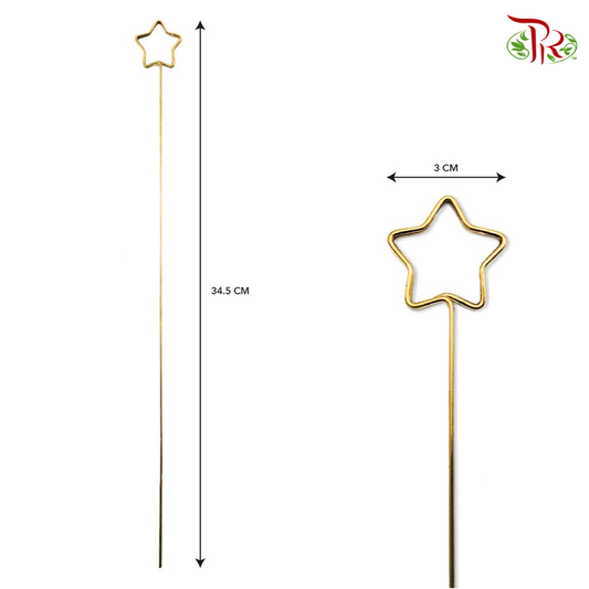 FBA002 Gold Card Holder Stick - #1 Star Shape-Pudu Ria Florist-prflorist.com.my