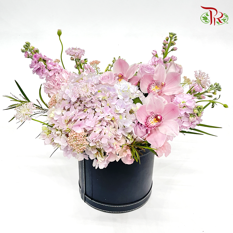 Flower Box Arrangement- Lovely Pink/Lilac (S/M Size)-Pudu Ria Florist-prflorist.com.my