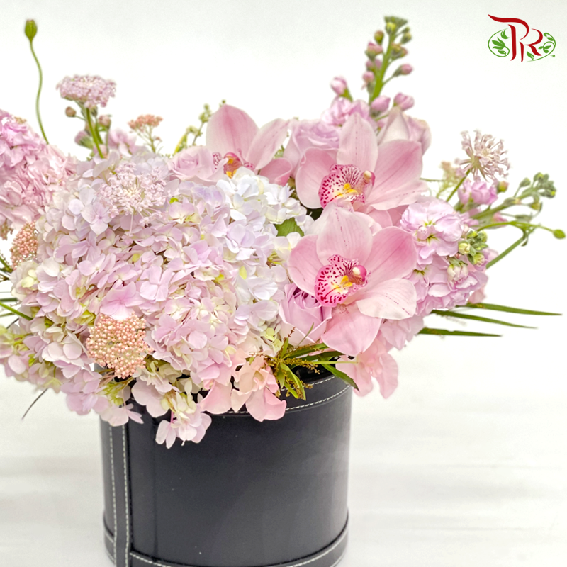 Flower Box Arrangement- Lovely Pink/Lilac (S/M Size)-Pudu Ria Florist-prflorist.com.my