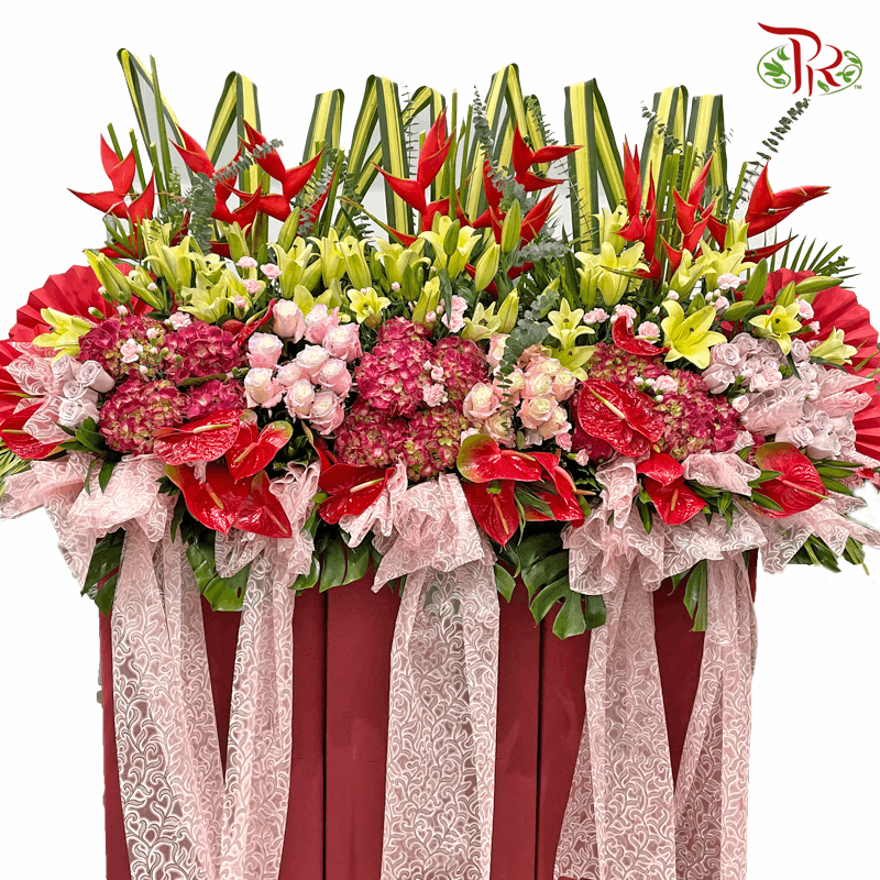 Deluxe Opening Stand In Red Theme - Pudu Ria Florist