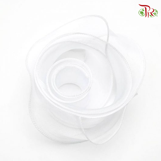 FRB088#7 White - Fishtail Xtra Ribbon-White-Pudu Ria Florist-prflorist.com.my