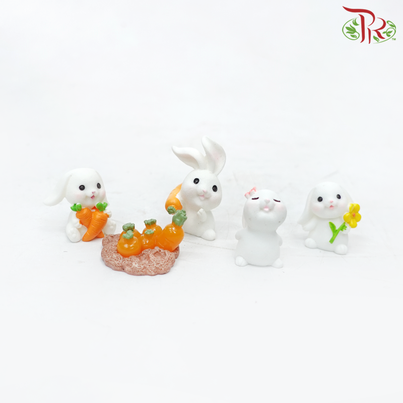 Gardening Miniature - Rabbits With Carrots #01《兔子与萝卜》(5 Units)-Pudu Ria Florist-prflorist.com.my