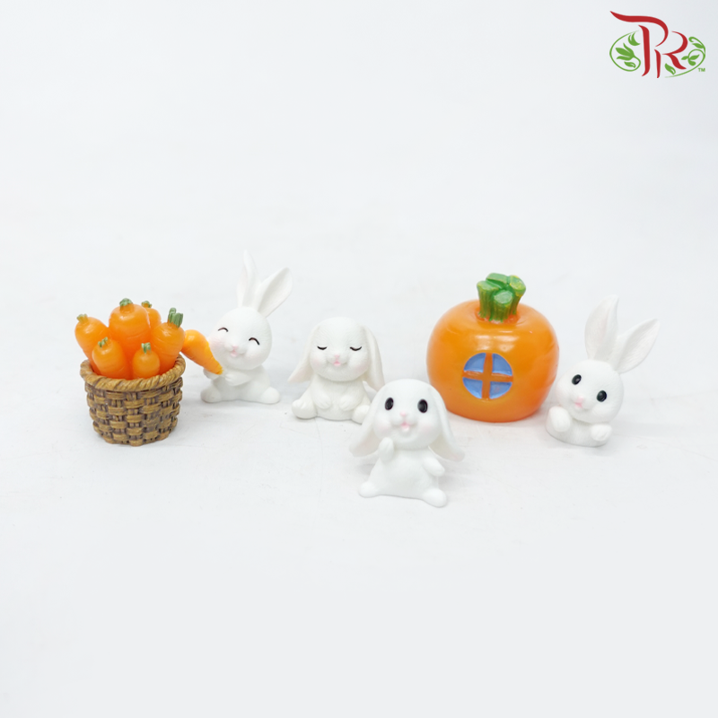 Gardening Miniature - Rabbits With Carrots #02《兔子与萝卜》(6 Units)-Pudu Ria Florist-prflorist.com.my