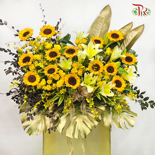 Grand Opening Flower Stand - Golden Theme-Pudu Ria Florist-prflorist.com.my