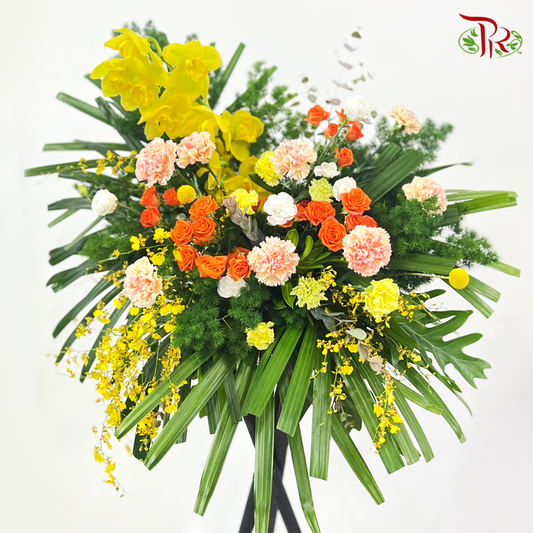 Grand Opening Flower Stand - Tropical Style-Yellow-Pudu Ria Florist-prflorist.com.my