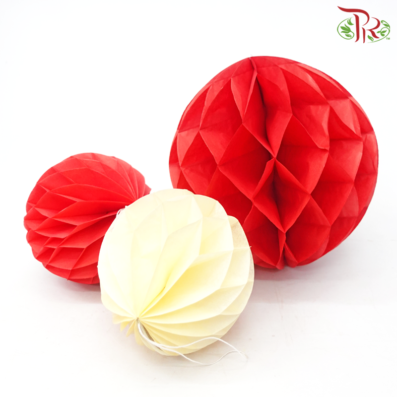 Honeycomb Paper Ball (3 Sizes in 1 Pack) (7 Pieces) (Random Choose Colour)-Pudu Ria Florist-prflorist.com.my