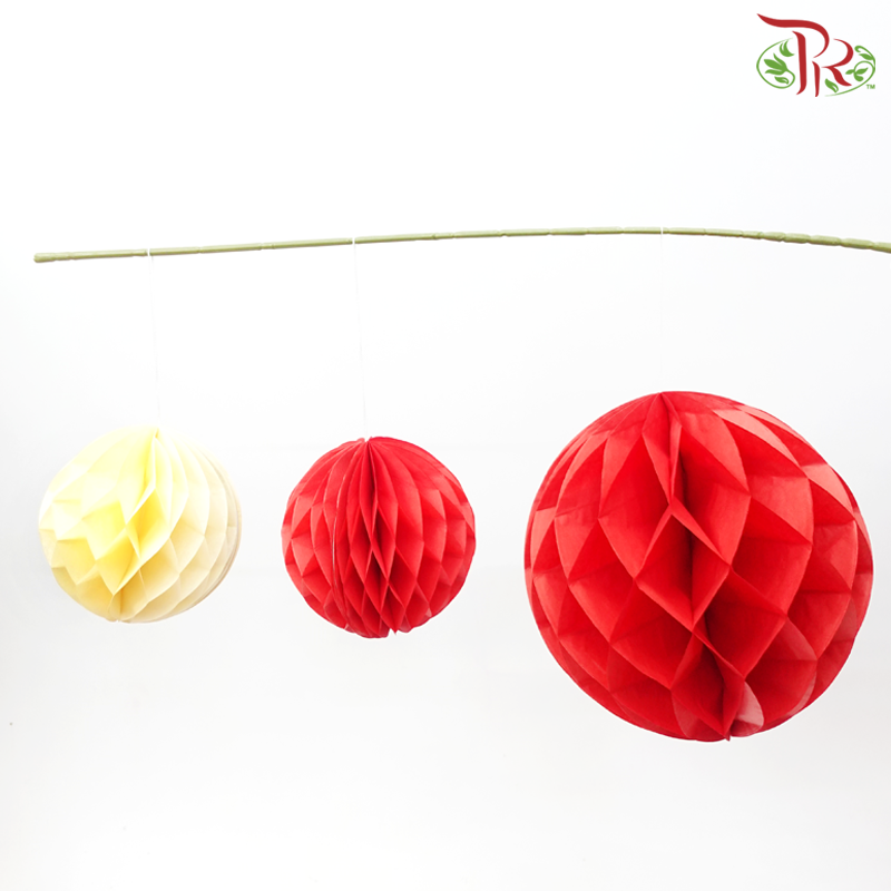 Honeycomb Paper Ball (3 Sizes in 1 Pack) (7 Pieces) (Random Choose Colour)-Pudu Ria Florist-prflorist.com.my