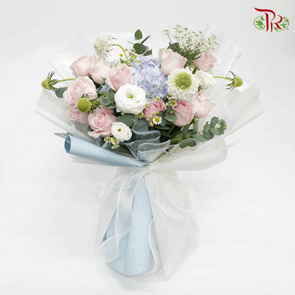 Assorted Pastel Blue Pink Flower Tone- M size