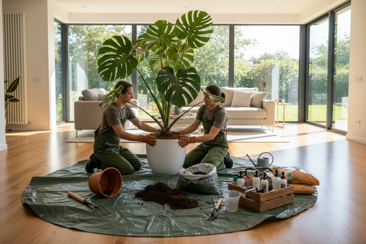 Large plant repotting service