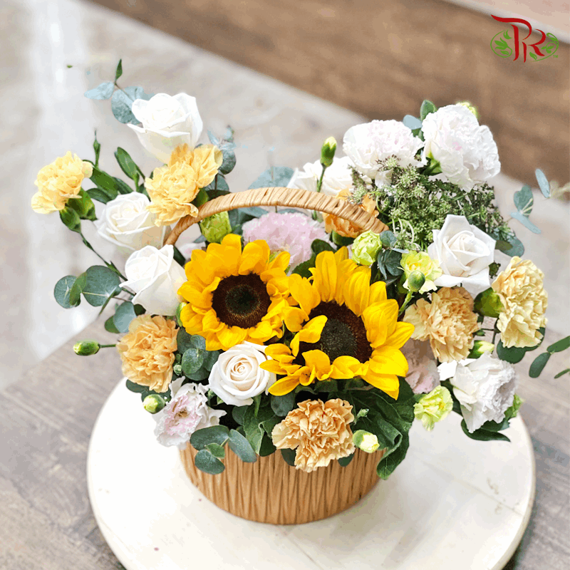 Mother's Day Special - Assorted Carnation Arrangement With Sunflower - Pudu Ria Florist