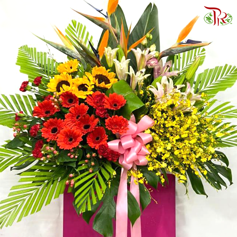 Opening Stand In Fortune Yellow & Red Tone-Pudu Ria Florist-prflorist.com.my