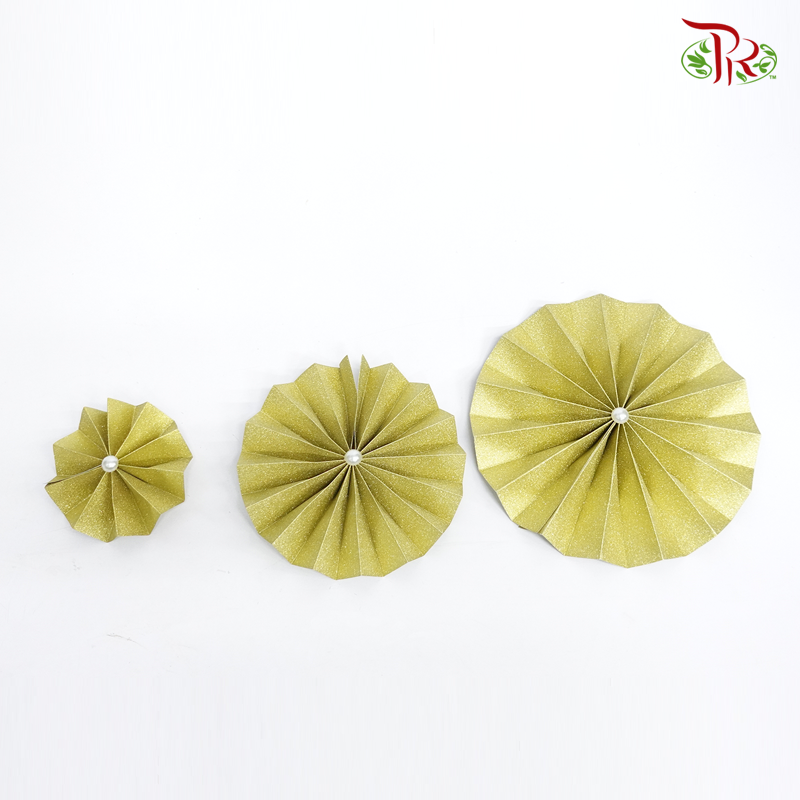 Paper Fan Handcraft (10 pieces)- 10cm/ 15cm/20cm-Gold-10cm-Pudu Ria Florist-prflorist.com.my