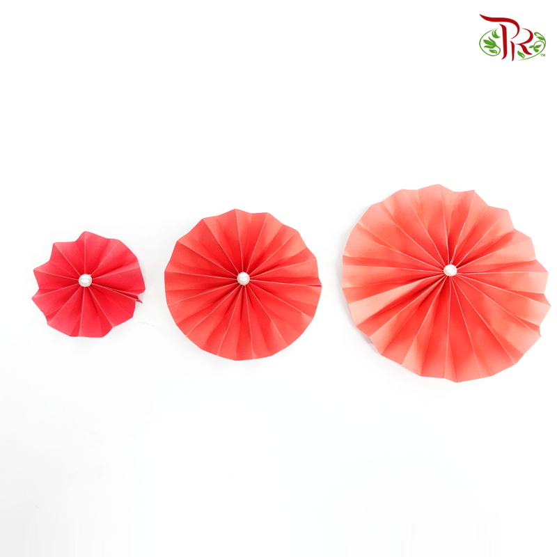 Paper Fan Handcraft (10 pieces)- 10cm/ 15cm/20cm-Red-10cm-Pudu Ria Florist-prflorist.com.my