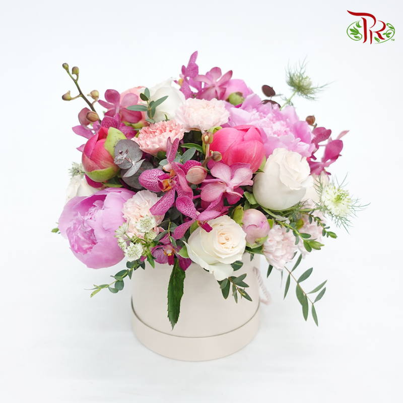 Premium Pink Peony Arrangement( White Box) - Pudu Ria Florist