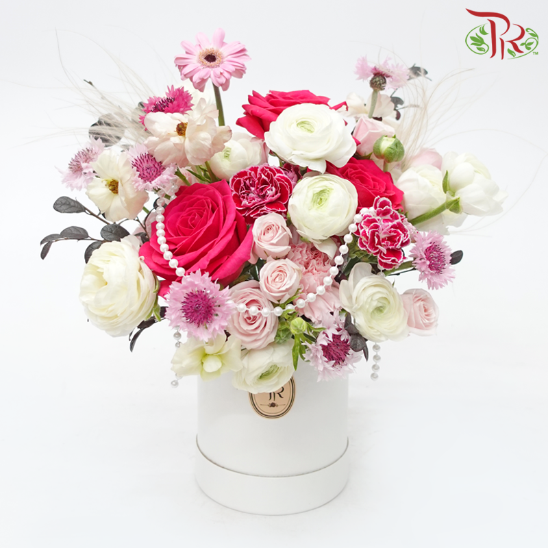 Pink Delight Floral Box Arrangement (S Size)-Pudu Ria Florist-prflorist.com.my