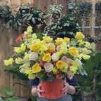 Flower Box Arrangement- Harmonious Tangerine & Yellow (L Size)