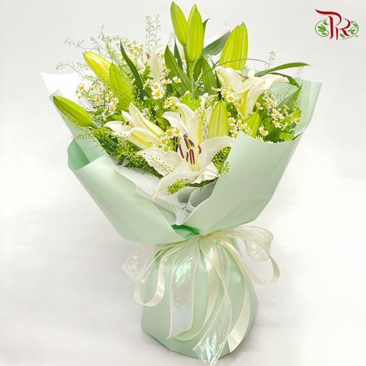 Serene Lily Bouquet (M size)-Pudu Ria Florist-prflorist.com.my