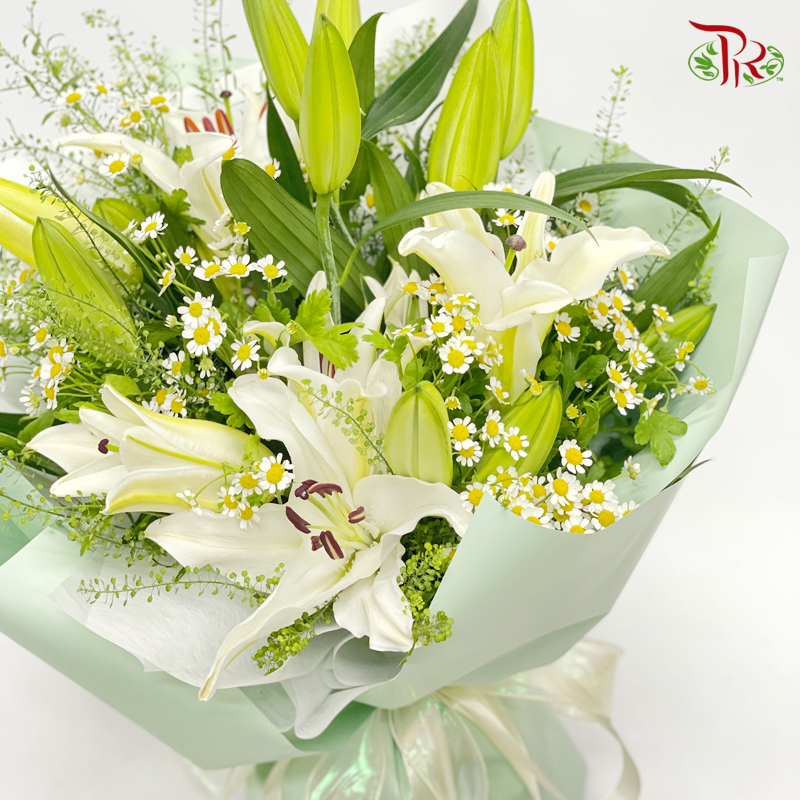 Serene Lily Bouquet (M size)-Pudu Ria Florist-prflorist.com.my