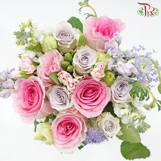 Signature Weekly Flower Bunch - Lavender Dream (Rose, Matthiola, Carnation Spray & Trachymene) (Big Size)-China-prflorist.com.my