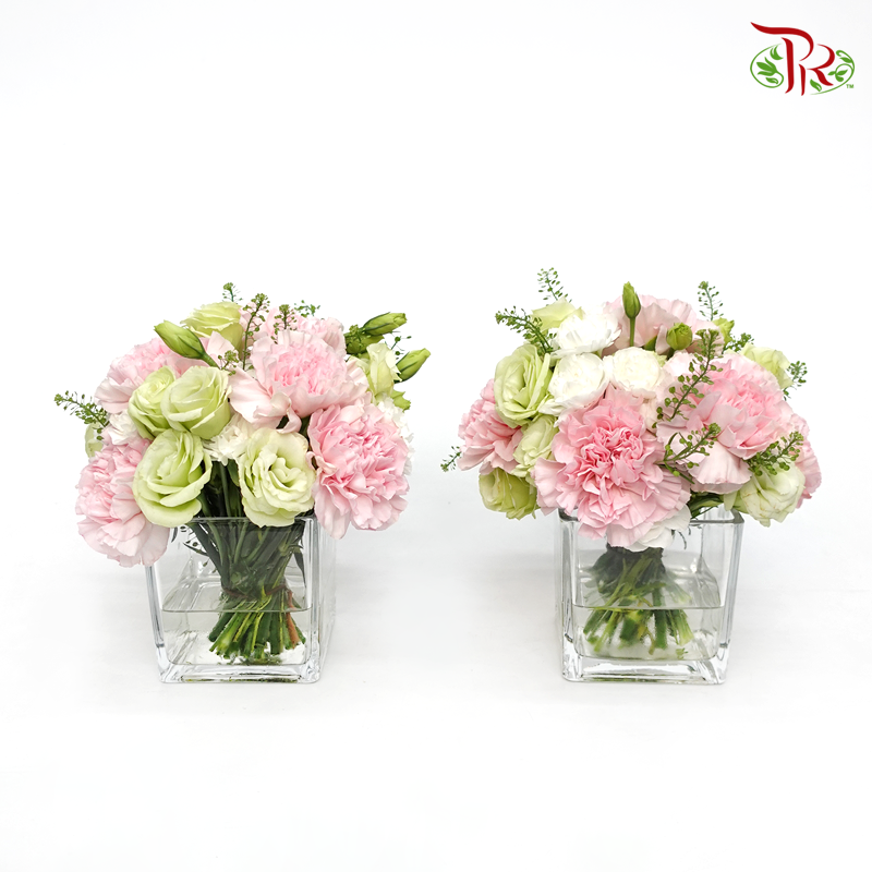 Small Floral Vase Arrangement In Soft Tone-1 Pair Vase Arrangement-Pudu Ria Florist-prflorist.com.my