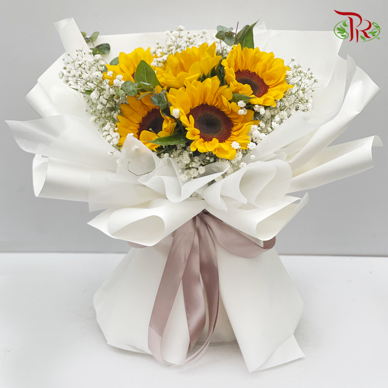 Sunflower Flower Arrangement (5 Stems With Fillers) (M size)-Pudu Ria Florist-prflorist.com.my