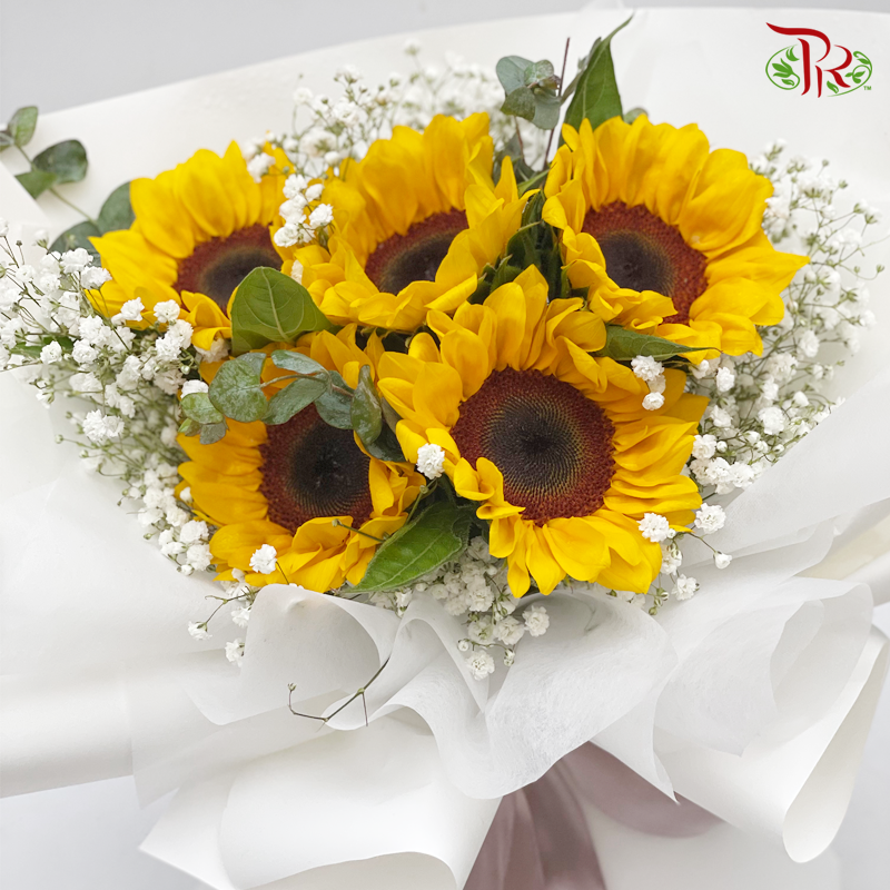 Sunflower Flower Arrangement (5 Stems With Fillers) (M size)-Pudu Ria Florist-prflorist.com.my