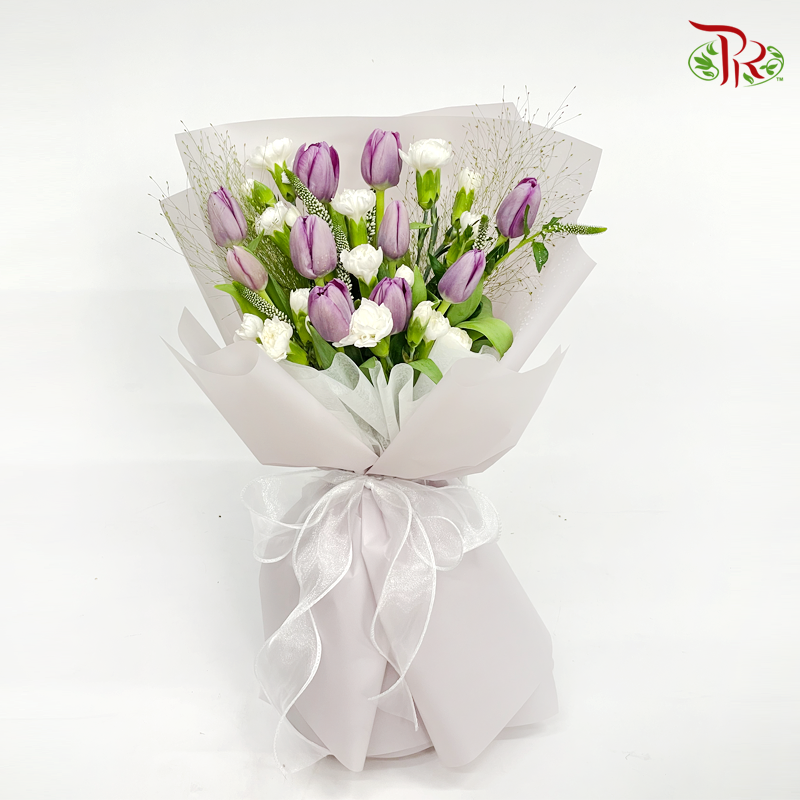 Tulip bouquet In Purple Team (M)-Pudu Ria Florist-prflorist.com.my