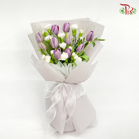 Tulip bouquet In Purple Team (M)-Pudu Ria Florist-prflorist.com.my