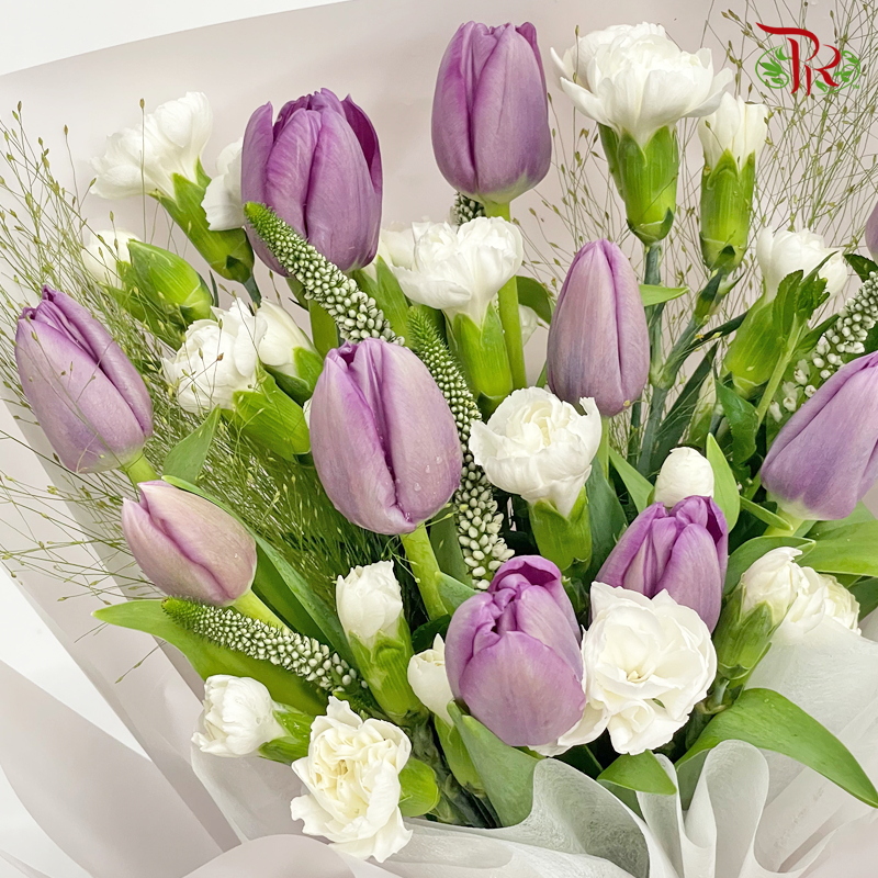 Tulip bouquet In Purple Team (M)-Pudu Ria Florist-prflorist.com.my