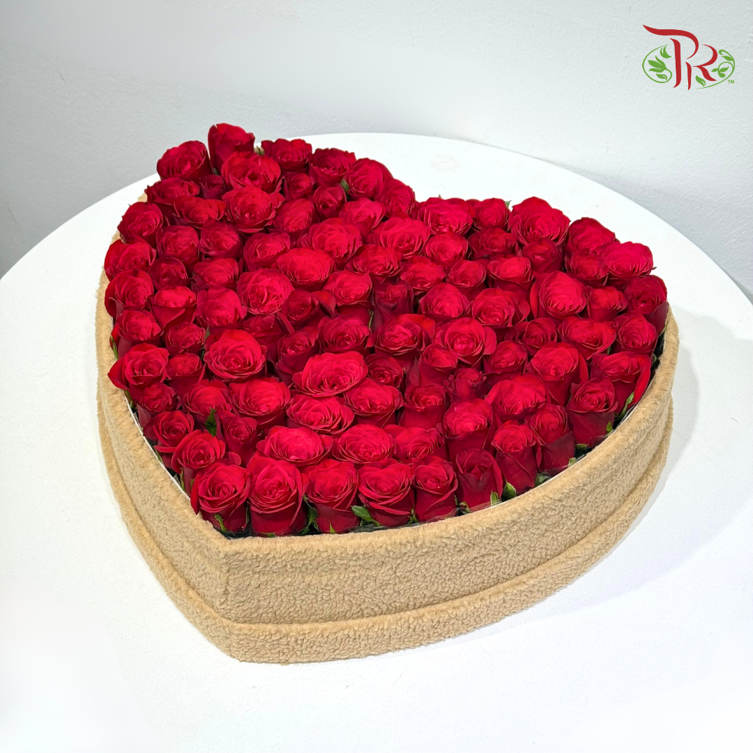 Heart of Rose Romance - Flower Box Arrangement