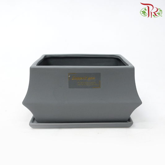 ZF-10833G Grey Pot (ZF10833G)-Grey-Pudu Ria Florist-prflorist.com.my