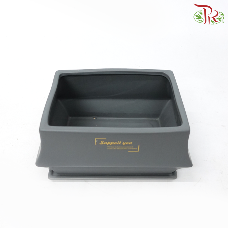 ZF-10833G Grey Pot (ZF10833G)-Grey-Pudu Ria Florist-prflorist.com.my