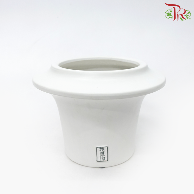 ZF-216 White Pot (ZF216W)-White-Pudu Ria Florist-prflorist.com.my