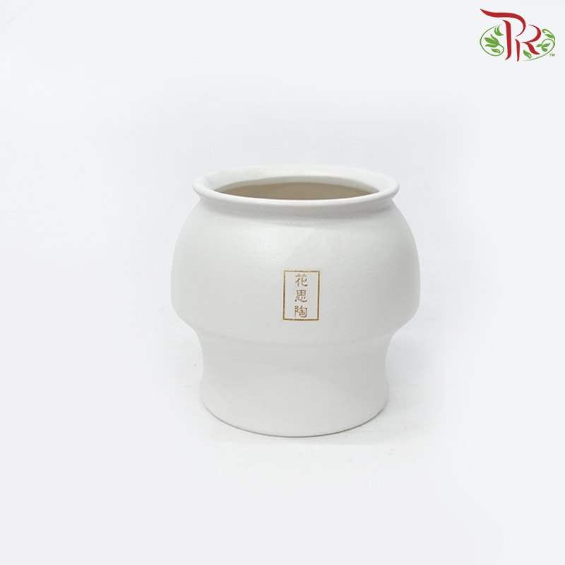 ZF-289 White Pot (ZF289W)-White-Pudu Ria Florist-prflorist.com.my