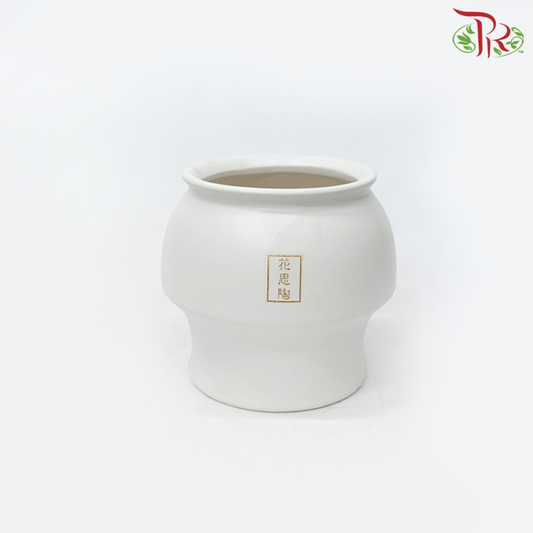 ZF-289 White Pot (ZF289W)-White-Pudu Ria Florist-prflorist.com.my