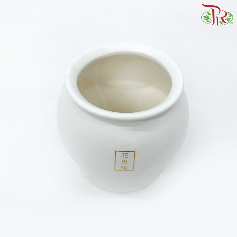 ZF-289 White Pot (ZF289W)-White-Pudu Ria Florist-prflorist.com.my