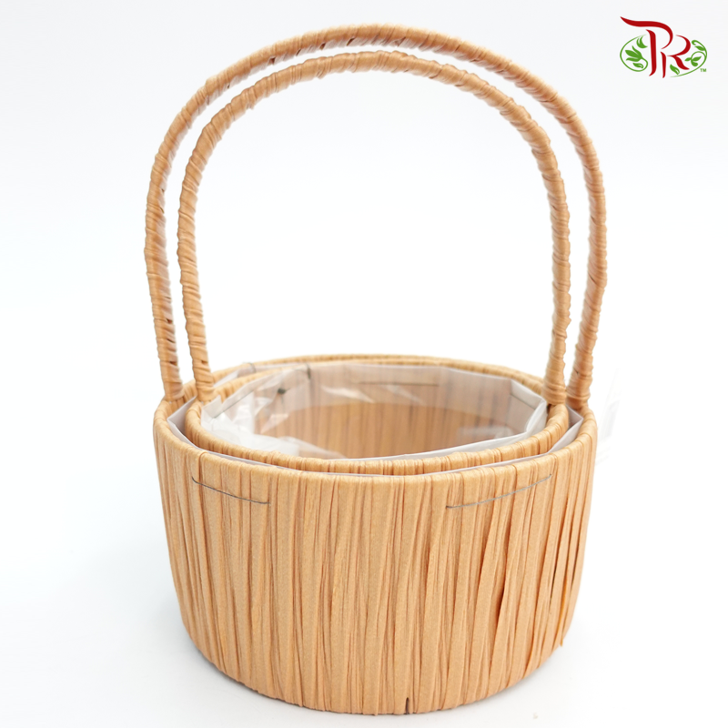 Brown Basket-Round  34-460 (2in1) - Pudu Ria Florist