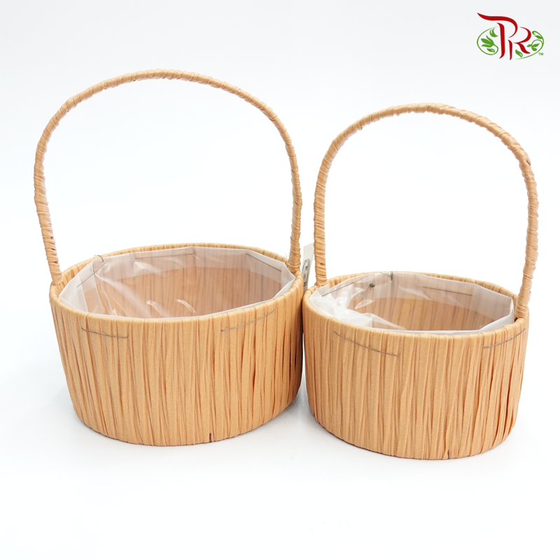 Brown Basket-Round  34-460 (2in1) - Pudu Ria Florist