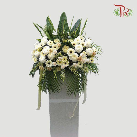 Condolence Stand With Square Base - Flower Arrangement - Pudu Ria Florist
