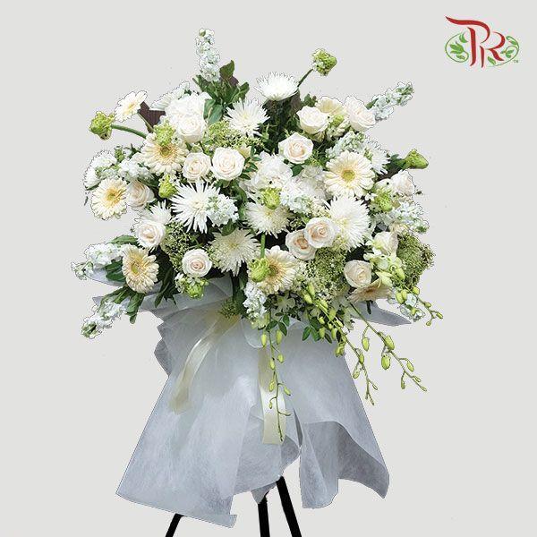Condolence Wood Stand - Flower Arrangement - Pudu Ria Florist