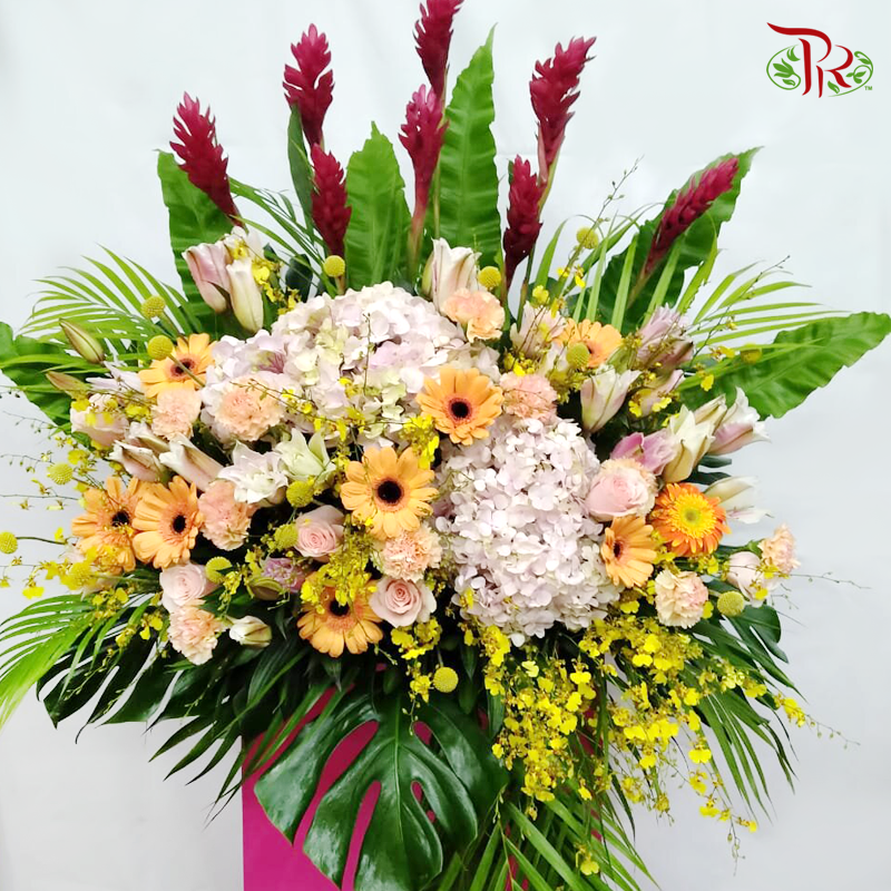 Opening Stand in Peach/Yellow/Pink Theme - Pudu Ria Florist