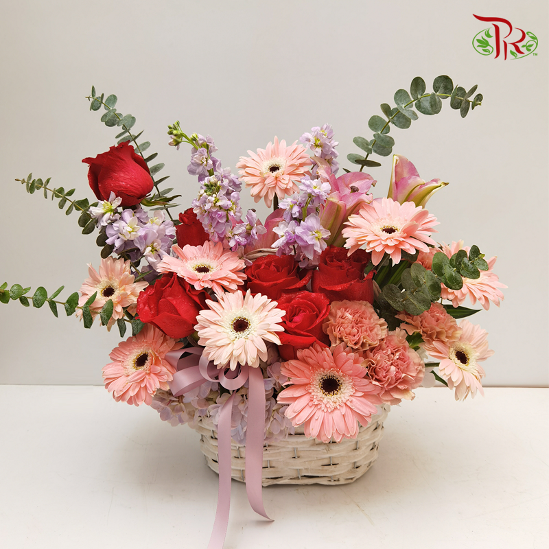 Mixed Flower Basket Arrangement (Small) - Pudu Ria Florist