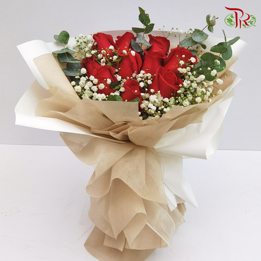 Imported Red Rose Flower Arrangement (10 stems) - Pudu Ria Florist