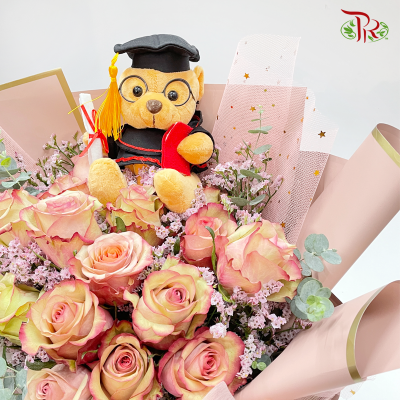Graduation Bouquet With Bear (L size) - Pudu Ria Florist