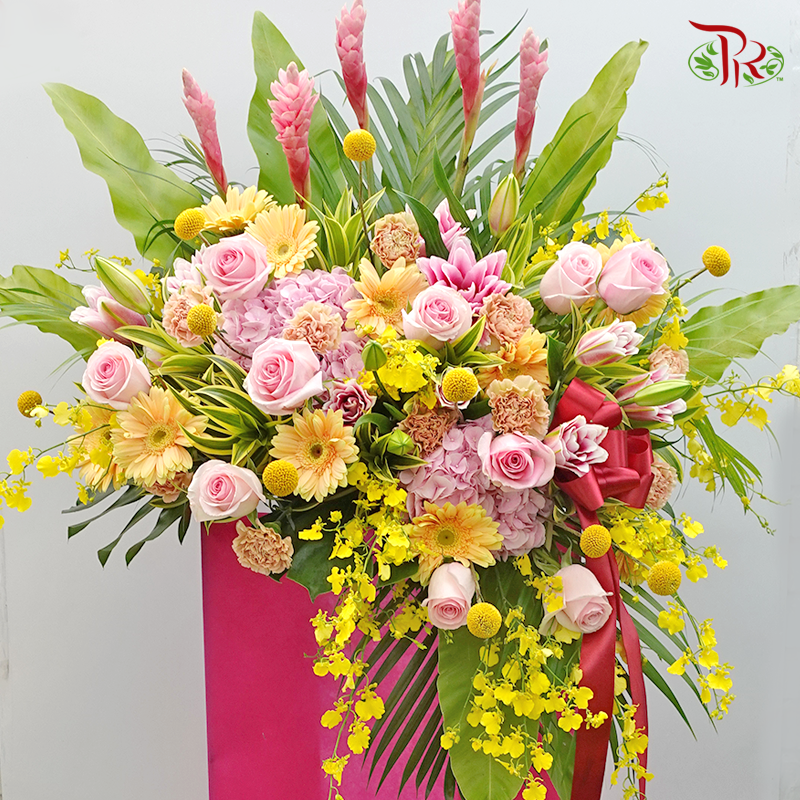 Opening Stand In Yellow & Pink Tone - Pudu Ria Florist